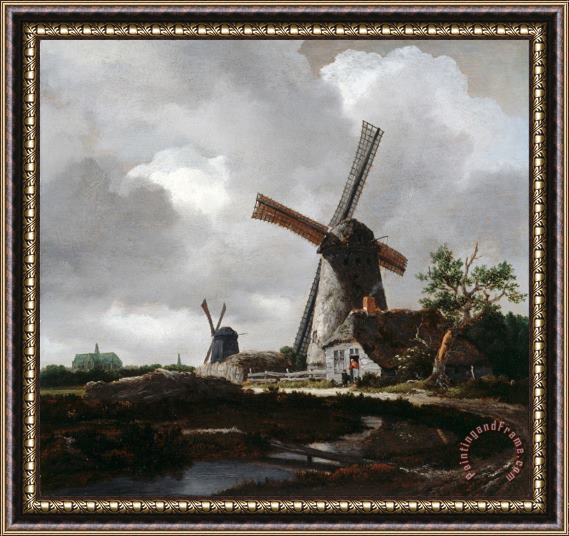 Jacob Isaacksz. van Ruisdael Landscape with Windmills Near Haarlem Framed Print