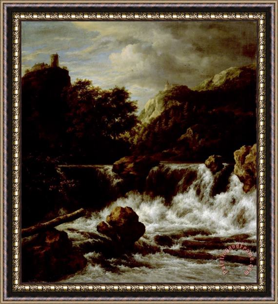 Jacob Isaacksz. Van Ruisdael Mountainous Landscape with Waterfall Framed Painting