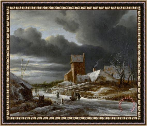 Jacob Isaacksz. Van Ruisdael Winter Landscape Framed Painting