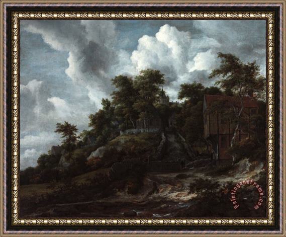 Jacob Isaacksz. van Ruisdael Wooded Hillside with a View of Bentheim Castle Framed Painting