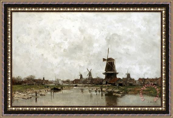 Jacob Maris The Five Windmills Framed Painting
