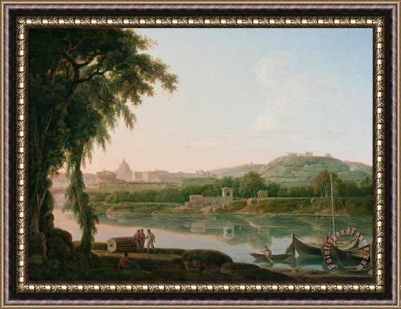 Jacob More A Distant View of Rome Across The Tiber Framed Painting