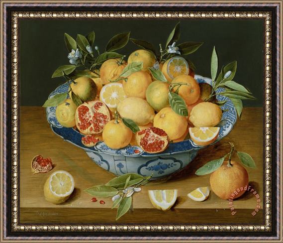 Jacob van Hulsdonck Still Life with Lemons, Oranges And a Pomegranate Framed Print