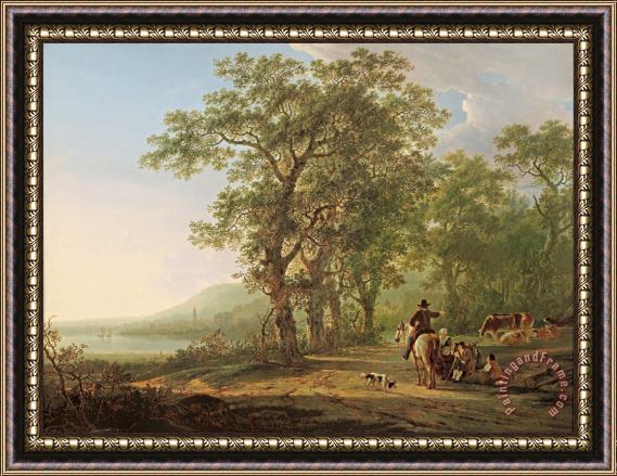 Jacob van Strij  Figures in a Forest Landscape Framed Painting