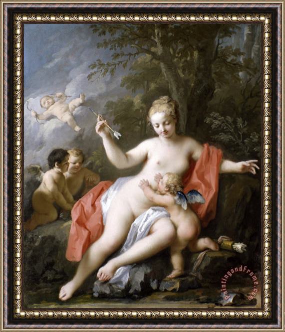 Jacopo Amigoni Venus Disarming Cupid Framed Print