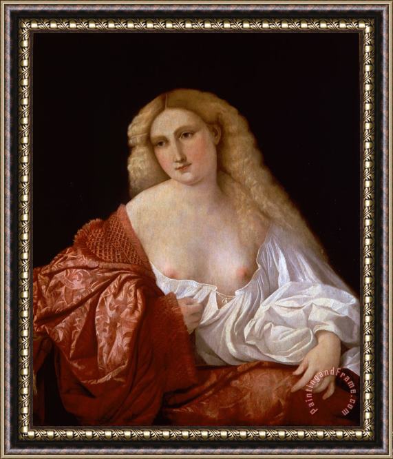 Jacopo Negretti called Palma the Elder Portrait of a Woman Know As Portrait of a Courtsesan Framed Print