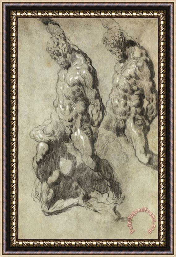 Jacopo Robusti Tintoretto Two Studies of Samson Slaying The Philistines Framed Print