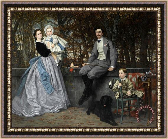 Jacques Joseph Tissot  Portrait of The Marquis And Marchioness of Miramon And Their Children Framed Print
