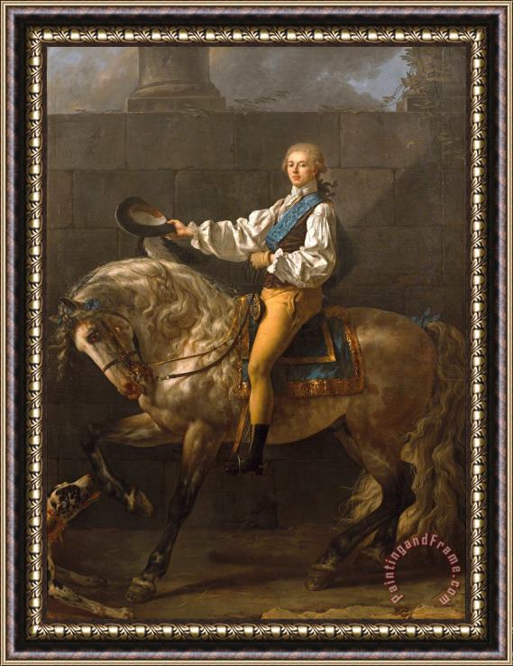 Jacques Louis David Equestrian portrait of Stanislaw Kostka Potocki Framed Painting
