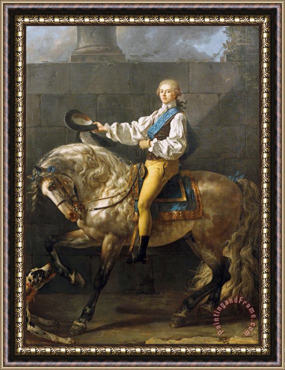 Jacques Louis David Equestrian Portrait of Stanislaw Kostka Potocki Framed Print