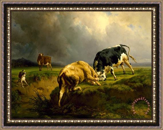 Jacques-Raymond Brascassat A Bull Fight Framed Print