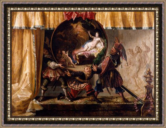 Jacques Vigoureux Duplessis Painted Fire Screen Framed Painting