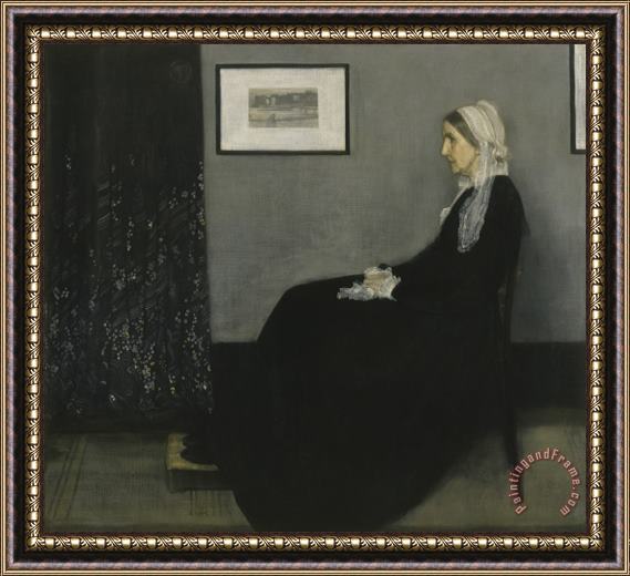 James Abbott McNeill Whistler Arrangement in Gray And Black No. 1 (also Known As, Portrait of The Artist's Mother) Framed Painting