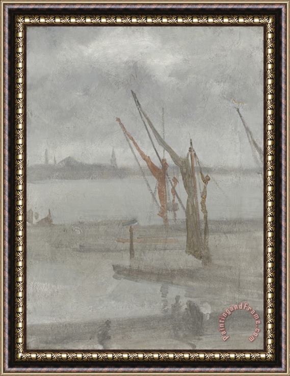 James Abbott McNeill Whistler Grey And Silver: Chelsea Wharf Framed Painting