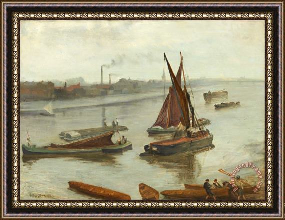 James Abbott McNeill Whistler Grey And Silver Old Battersea Reach Framed Painting
