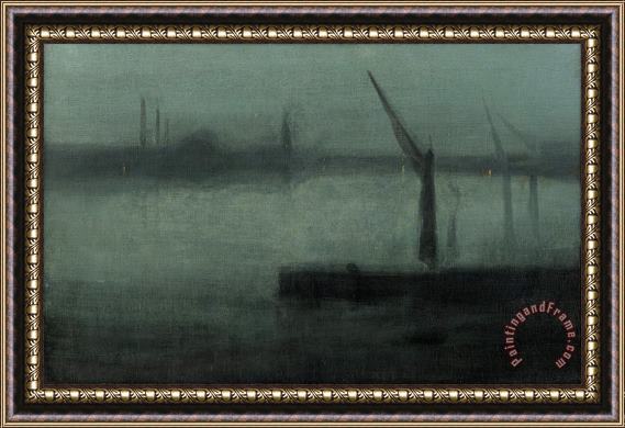 James Abbott McNeill Whistler Nocturne Blue And Silver鈥攂attersea Reach Framed Painting