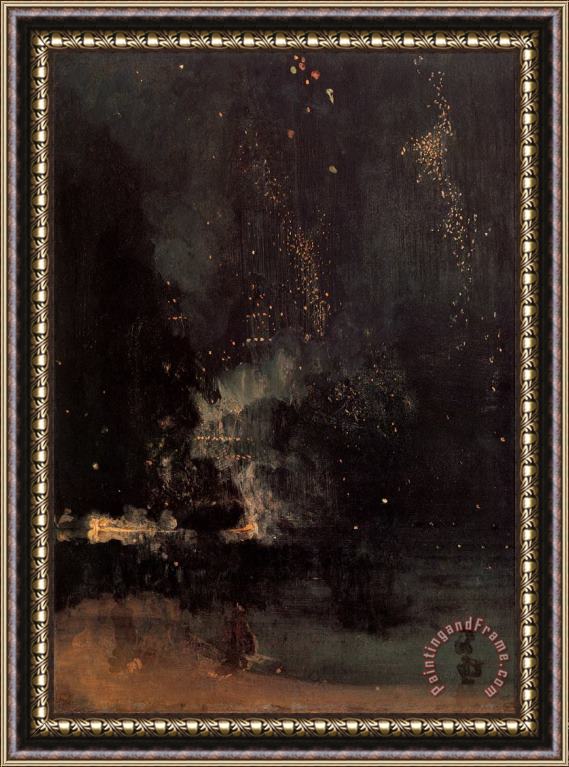 James Abbott McNeill Whistler Nocturne in Black And Gold The Falling Rocket Framed Painting