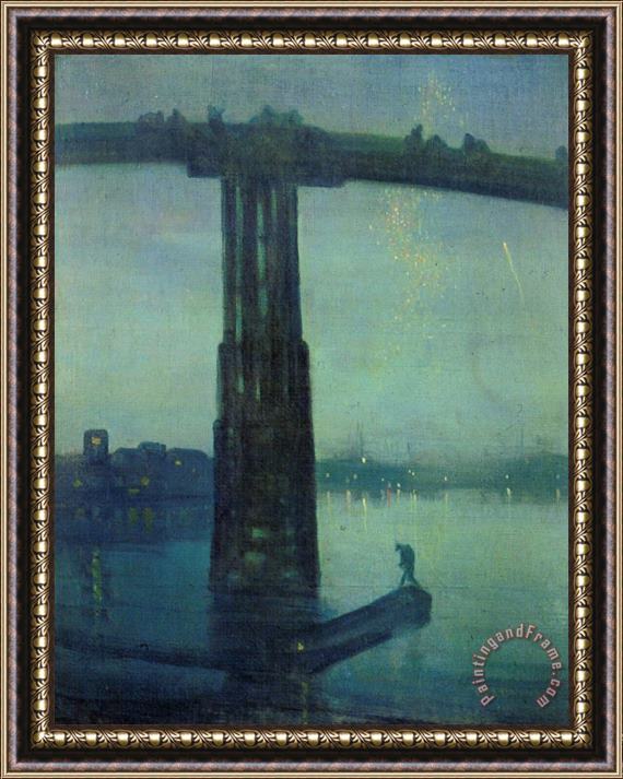 James Abbott McNeill Whistler Nocturne in Blue And Green Framed Painting