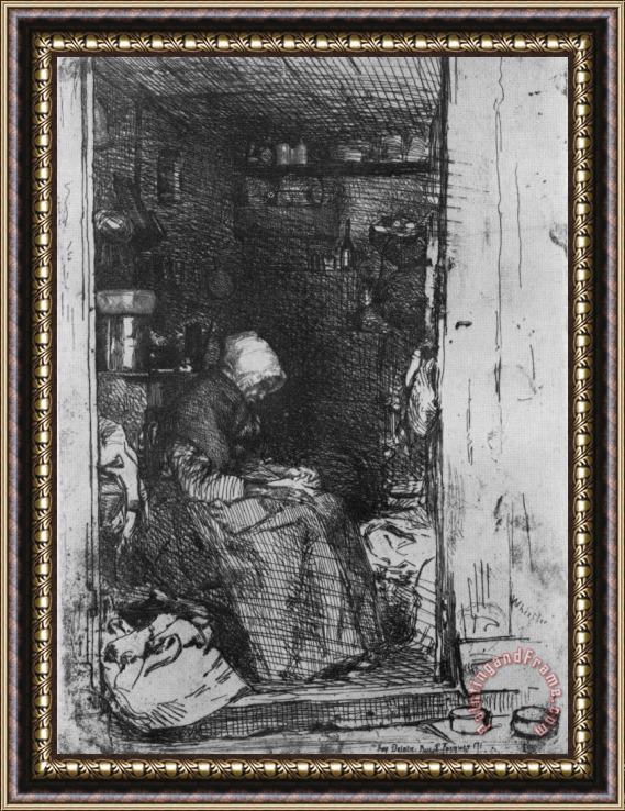 James Abbott McNeill Whistler Old Woman with Rags Framed Painting