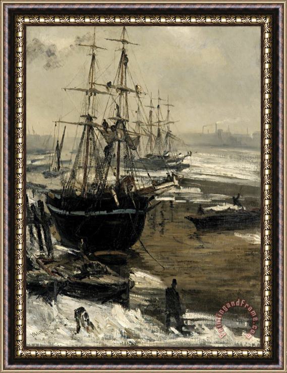 James Abbott McNeill Whistler The Thames in Ice Framed Painting