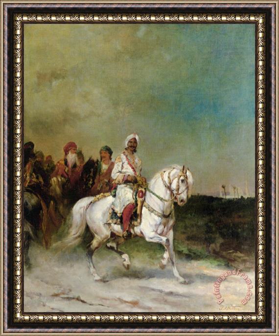 James Alexander Walker A Maharaja on a White Horse Framed Painting