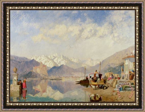 James Baker Pyne Recollections of the Lago Maggiore Market Day at Pallanza Framed Print