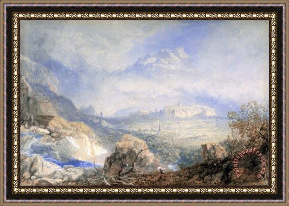 James Baker Pyne Valley of The Rhone with The City And Citadel of Sion in Switzerland Framed Painting