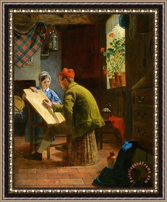 James Collinson The Writing Lesson Framed Painting