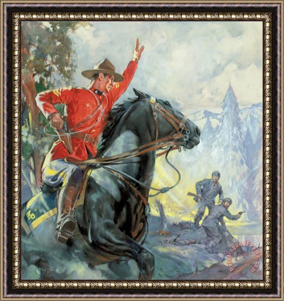 James Edwin McConnell Canadian Mounties Framed Painting