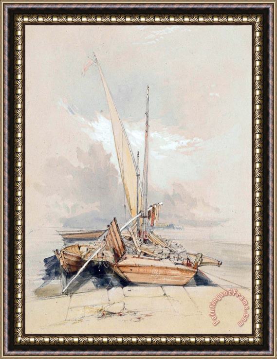 James Holland Boats At Quayside Lake Geneva Framed Painting