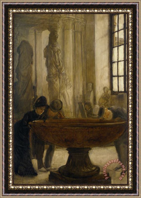 James Jacques Joseph Tissot At The Louvre Framed Print