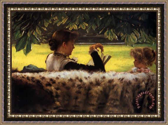 James Jacques Joseph Tissot Reading a Story Framed Painting
