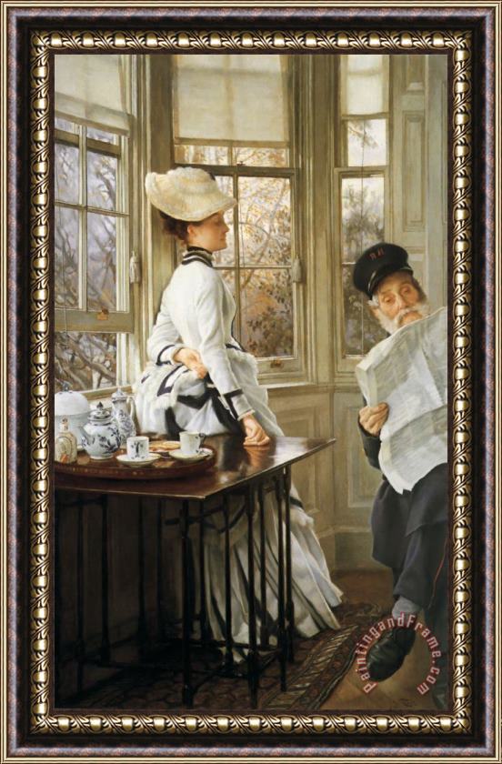 James Jacques Joseph Tissot Reading The News Framed Painting