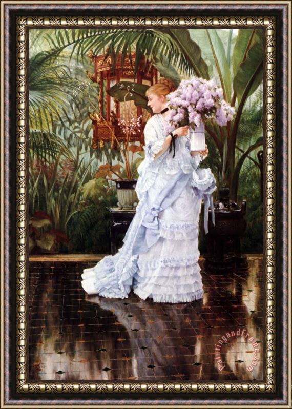 James Jacques Joseph Tissot The Bunch of Lilacs Framed Painting