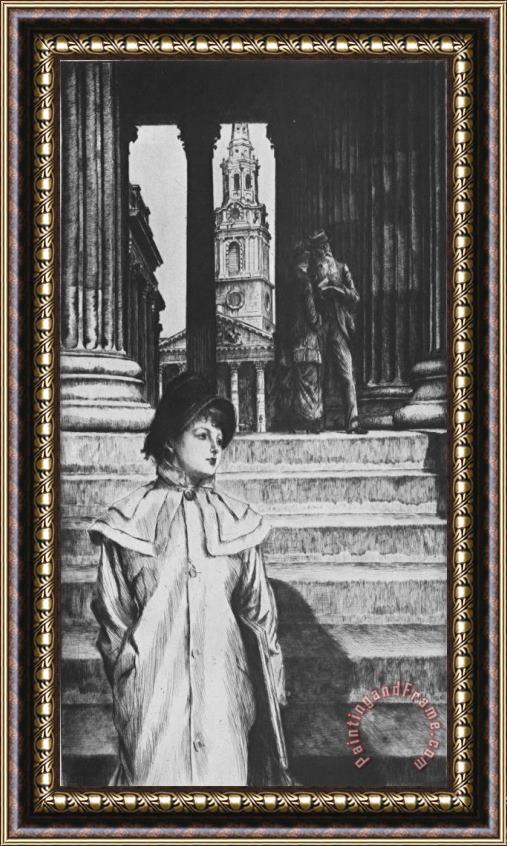 James Jacques Joseph Tissot The Portico of The National Gallery, London Framed Print