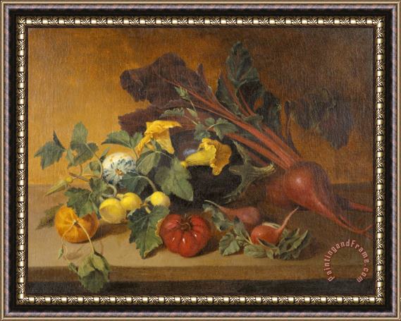 James Peale Still Life with Vegetables And Squash Blossoms Framed Painting