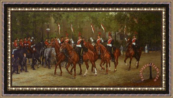 James Prinsep Beadle 12th Lancers Saluting The Band of The 2nd Lifeguards Framed Painting