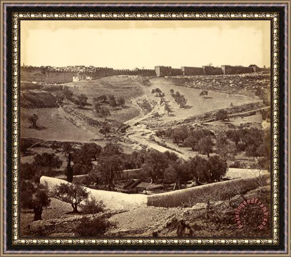 James Robertson  Garden of Gethsemane And Ascent to Stephen's Gate, Across The Valley of Jehosephat Framed Painting