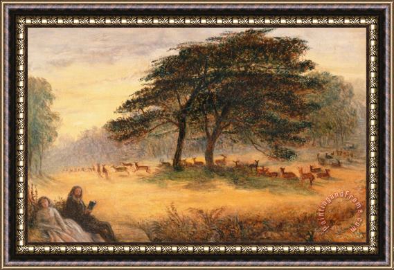 James Smetham Lovers in Richmond Park (windsor Park) Framed Painting