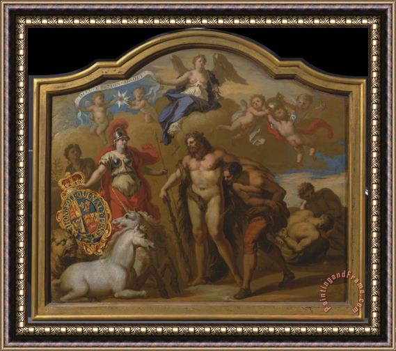 James Thornhill Allegory of The Power of Great Britain by Land, Design for a Decorative Panel for George I's Ceremon Framed Print
