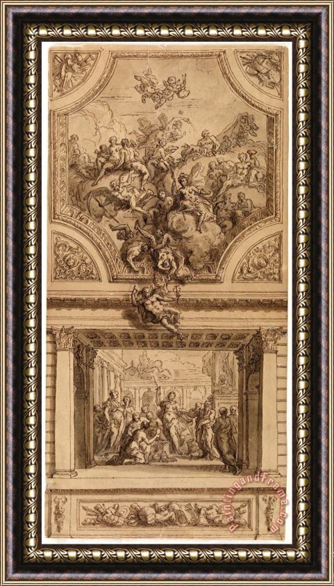 James Thornhill Study for Staircase Decoration, Hanbury Hall Framed Print