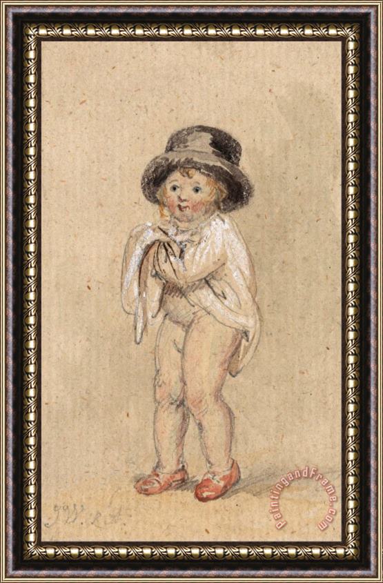 James Ward A Little Boy with Red Shoes (child with Red Shoes And a Top Hat) Framed Painting