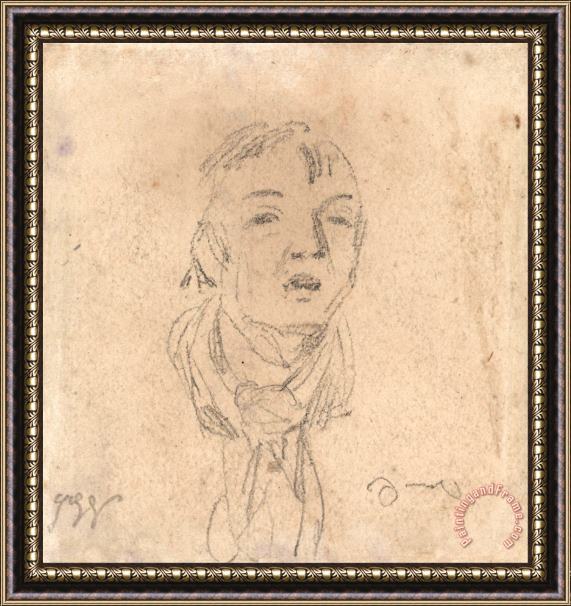 James Ward Head of a Man Wearing a Loose Scarf Framed Painting