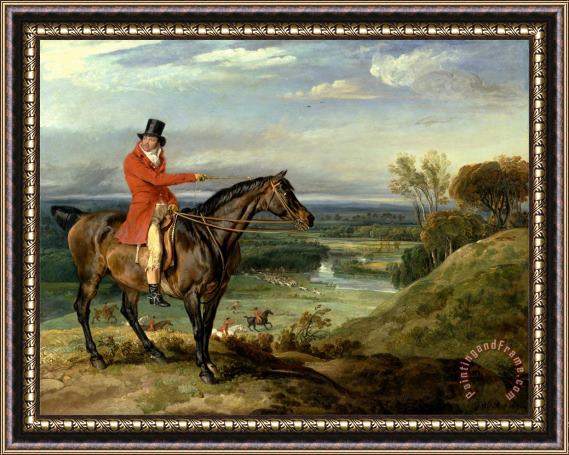 James Ward John Levett Hunting at Wychnor, Staffordshire Framed Painting