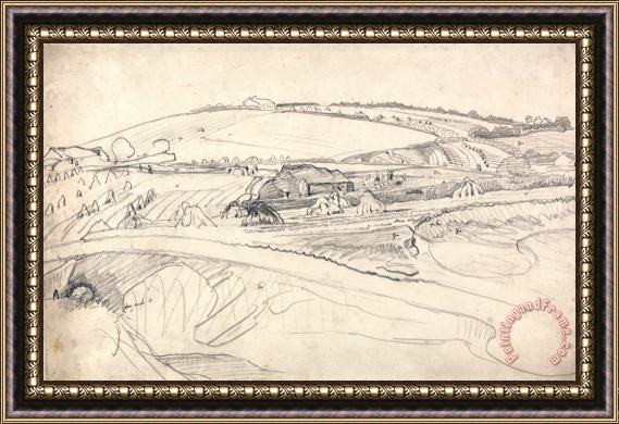 James Ward Landscape with a Farm And Cornstalks Framed Print