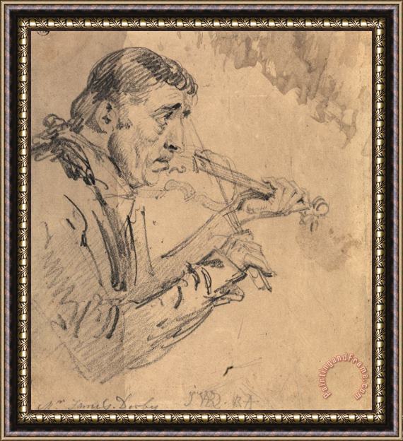 James Ward Mr. James Derby Playing The Violin Framed Painting