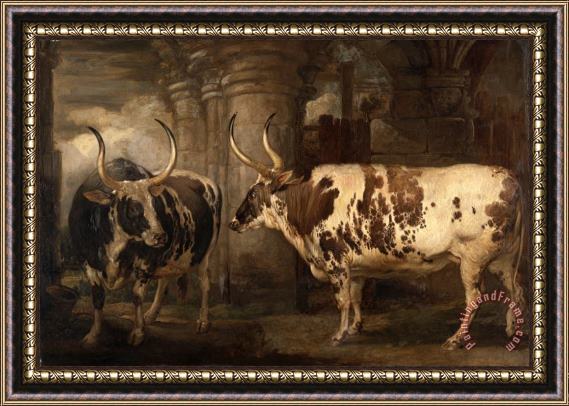 James Ward Portraits of Two Extraordinary Oxen, The Property of The Earl of Powis Framed Painting