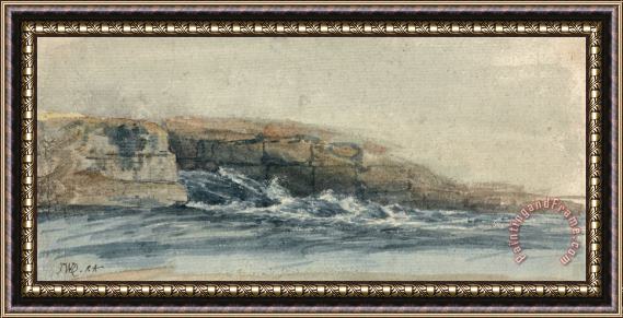James Ward Sea Breaking on Stony Cliffs at Left Framed Print