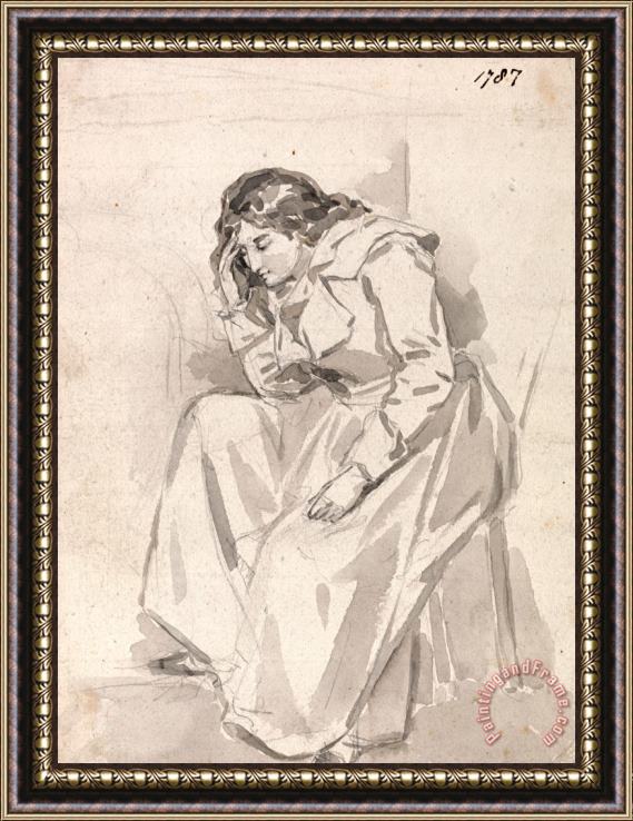James Ward Study of a Seated Woman Framed Painting