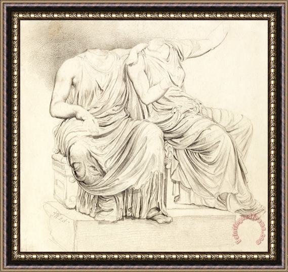 James Ward Study of Two Headless Classical Statues Framed Print